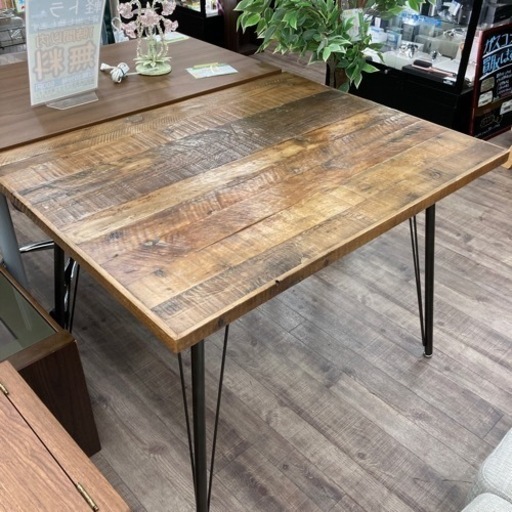 ダイニングテーブル 単品 木製 アイアン 天然木 おしゃれ ヴィンテージ風 アンティーク風 幅100cm
