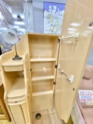 ドレッサー 一面鏡 木製 ライト付