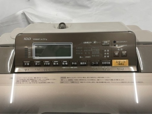 y2066 2017年製 パナソニック 縦型洗濯乾燥機 10.0kg  泡洗浄Wダブル ナノイー エコナビ ブラウン NA-FW100