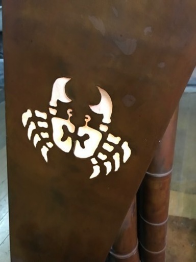 総銅製 店舗看板 オブジェ 竹蟹 照明 