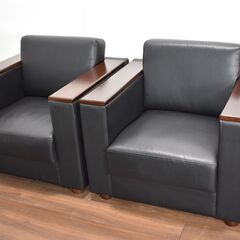 【ヤ取終了1/7】≪y319≫美品 KYOSEI 1人掛け/シングル 応接 ソファ 2脚セット コイルスプリング PUレザー/合成皮革 40708-05