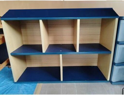 美品 大塚家具 シェルフ 棚 ブルー キッズ 収納 カラーボックス 高級