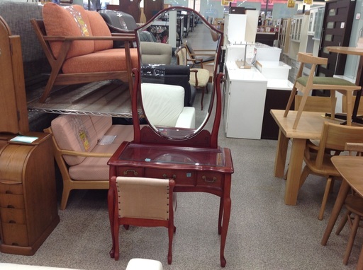 アンティーク 赤茶色 ドレッサー 椅子付き【9650051】