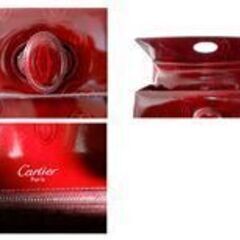 カルティエ Cartier ハッピーバースデー ハンドバッグ 手提げ ターンロック レザー エナメル ボルドー レディース 西岡店の画像