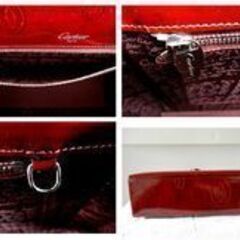 カルティエ Cartier ハッピーバースデー ハンドバッグ 手提げ ターンロック レザー エナメル ボルドー レディース 西岡店の画像