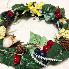 クリスマスリース 手作りの画像