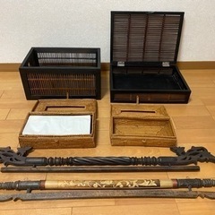 ※ お取引者様決定済みの商品です。 アジアン風　インテリア　6点セット　カゴ　ティッシュボックス等の画像