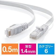 【全国対応】配線に フラットLANケーブル 0.5m サンワサプ...