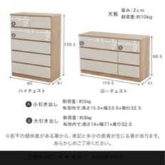 【送料込み】タンス（横119.5cm×縦41cm×高さ68.5cm）の画像