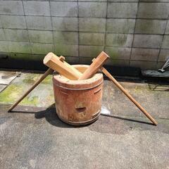 木の臼・杵×2本 餅つき おもちつき うす ウス きね キネ