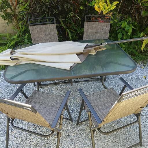 US.ガーデンテーブルセット パラソル付き