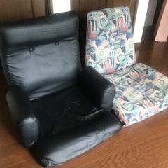 リクライニング座椅子2個セット 黒色 柄 座いす 引取限定  昭...