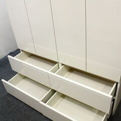 Pamouna/パモウナ 壁面キャビネット 幅120 ブルモーション パールホワイト リビング ダイニング 寝室 書斎   中古家具 店頭引取歓迎 R6181)
