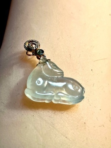 本翡翠　ペンダント  ネックレス 鹿　ミャンマー産　天然翡翠 氷ヒスイ 18k ピンクゴールド ダイヤモンド　縁起物 無病息災　誕生日プレゼント 鑑別書付 2022072208
