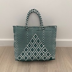 【新品】メルカドバッグ 緑×白