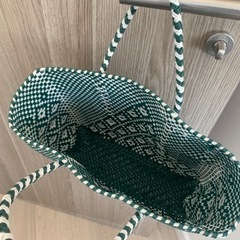 【新品】メルカドバッグ 緑×白の画像