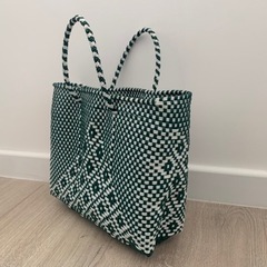 【新品】メルカドバッグ 緑×白の画像