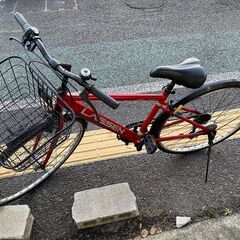 【リサイクルショップどりーむ天保山店】●265●　自転車　27インチ　ギア付き♪　赤色