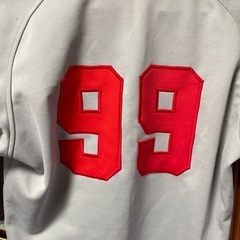 デサント草野球ユニフォーム　Mサイズ　赤xグレー　中古の画像