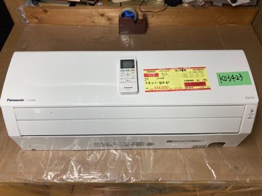 K03423　パナソニック　 中古エアコン　主に6畳用　冷房能力　2.2KW ／ 暖房能力　2.2KW