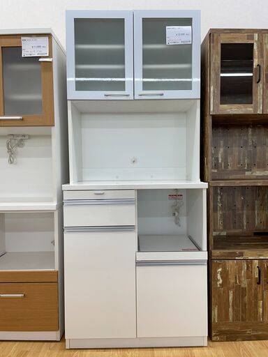 髙橋木工 食器棚 白 H195×W80×D51 クリーニング済み SJ393