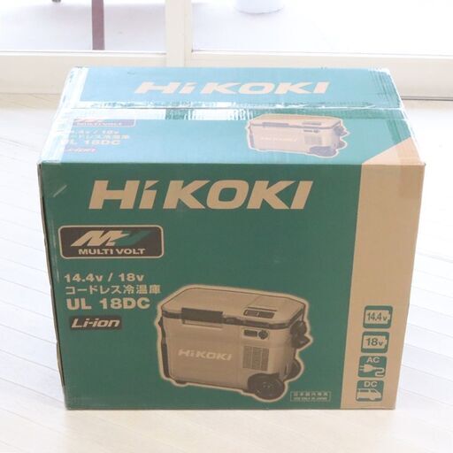 未使用　電池別　ハイコーキ　18V コードレス冷温庫　UL18DC　NMG　フォレストグリーン　充電式　クラーボックス　冷温庫