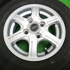 ガリ無し社外アルミ付 バリ溝 20年 145R12 6PR 軽バン/軽トラ/箱バン 車検対応OK 夏タイヤ ４本の画像