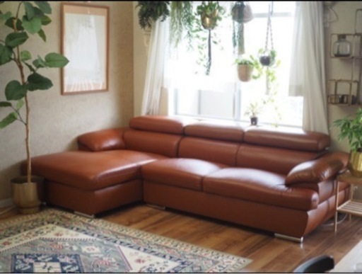 【終了】レザー　カウチソファ