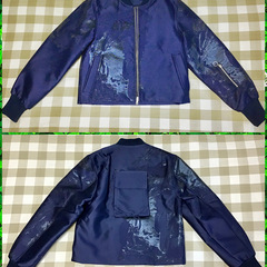 イギリスの注目ブランド“AGI & SAM”の ボンバージャケット＆ボトム　セットアップS新品未使用〜ペイント加工ネイビーの画像