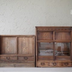 【年末セール】ガラス戸棚　インテリア　アンティークの画像