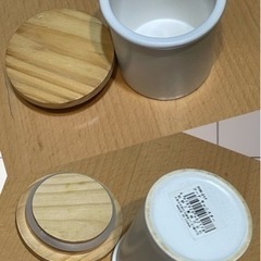 蓋なしキャニスター白 陶器のキッチン用品スタンド 今ならもう一つ小をプレゼントの画像