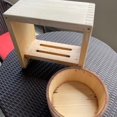 【定価1万円程度】ひのきの風呂桶、風呂椅子の画像