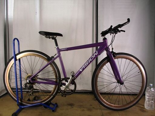 C106★19800円スタート★整備済み スポーツ中古自転車【クロスバイク　ＯＳＳＯ　ＶＩＳＩＯＮ紫　46ｃｍ】アルミフレーム