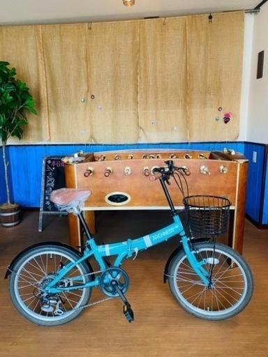 (予約決定しました)20インチ 折りたたみの中古自転車。6段変速。前かご、カギ付き