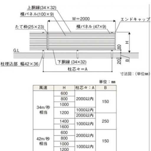 新品　YKKAP シンプレオフェンス5F型 本体 T120 目隠しフェンス