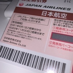 この夏使えるJAL株主割引券 1枚3,000円でお譲りしますの画像