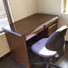 コイズミ学習机（こげ茶）引出し　イス