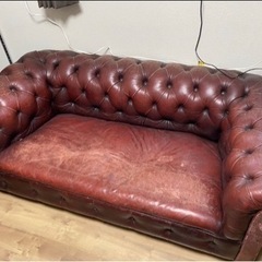 【アンティーク家具】チェスターフィールドトリプルソファ