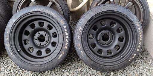 着払い発送 鉄チンワイドホイール タイヤ付き2本