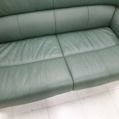 2人掛けソファー グリーン系 本革 合皮 レザー調 2Pソファ 幅147