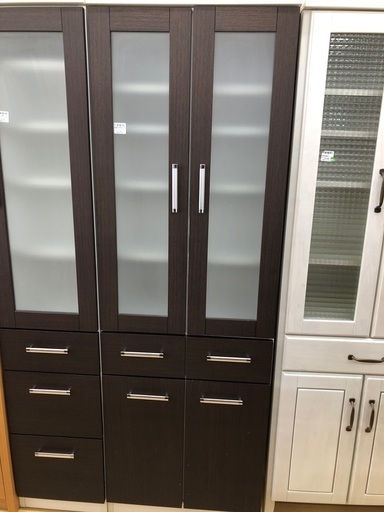 食器棚　2枚扉　ダークブラウン