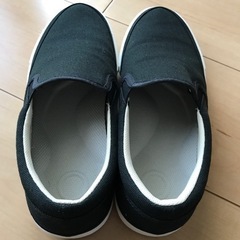 美品　無印スリッポンスニーカー　黒の画像