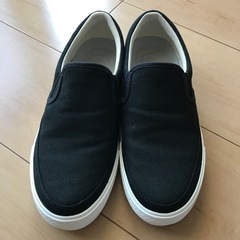 美品　無印スリッポンスニーカー　黒の画像