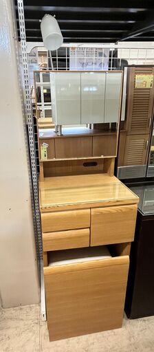 NITORI/ニトリ 一面鏡ドレッサー NA Nノワル LBR チェア付き【ユーズドユーズ名古屋天白店】 J1964