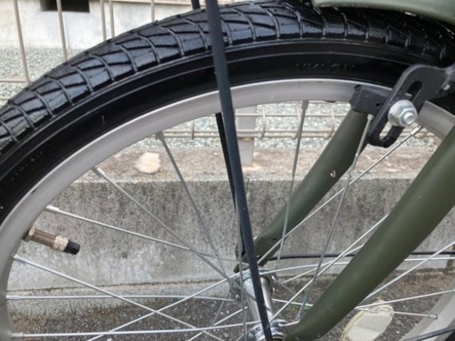 (美品)THREESTONE変速折りたたみ自転車(緑)
