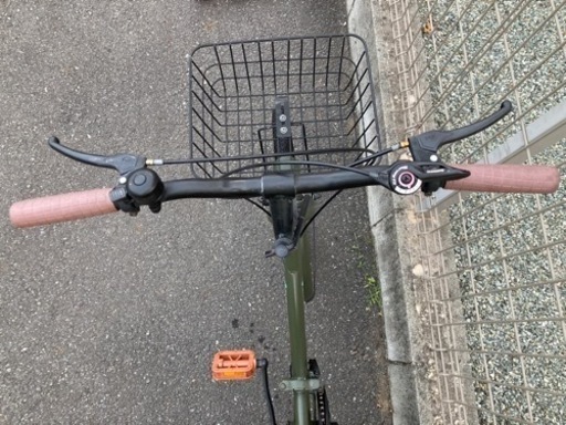 (美品)THREESTONE変速折りたたみ自転車(緑)
