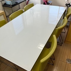 【大型ダイニングテーブル＋椅子6脚セット】※オフィス閉鎖のため７...