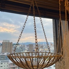 アンティークアイアンハンギング バスケット