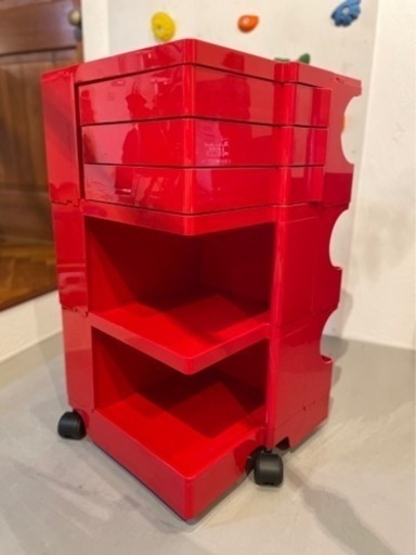 ボビーワゴン 3段 3トレイ レッド Joe Colombo