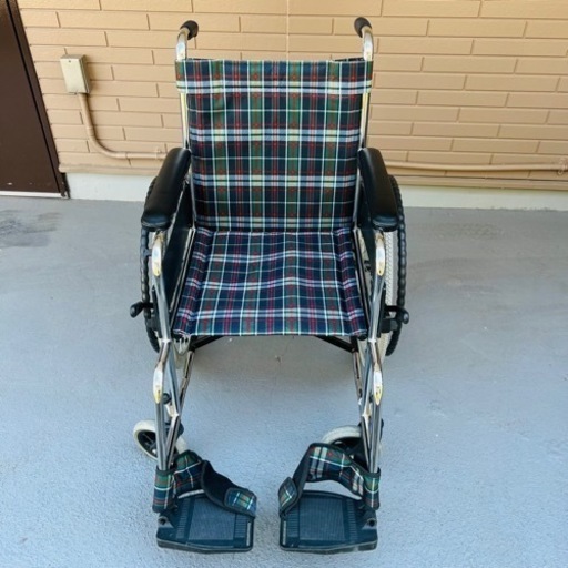 車イス リーズ チ ェック柄ネイビー 自走介助兼用車いす MW-22ST
